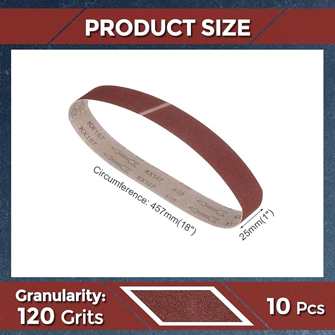 10 Pcs Sanding Belts 1 x 18 Inch 120 Grit Aluminum Oxide Abrasive Sandpaper for Belt Sander Metal Grinding Wood Working Weld Rust Removal