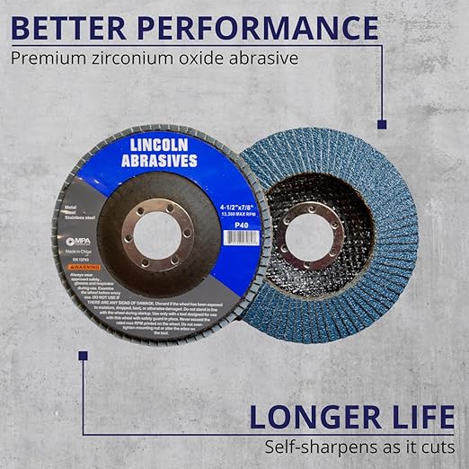 50 Pack Flap Discs 40 Grit 4.5" x 7/8" Sanding Wheels