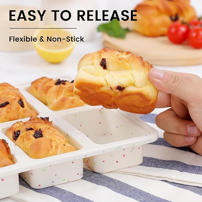 Vinino 2 Pack Mini Silicone Loaf Pans, 8-Cavity Metal Reinforced Frame Pans | - Image 5