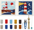 INFUNLY 2PCS Sea Lighthouse Punch Needle Embroidery Kit by INFUNLY
