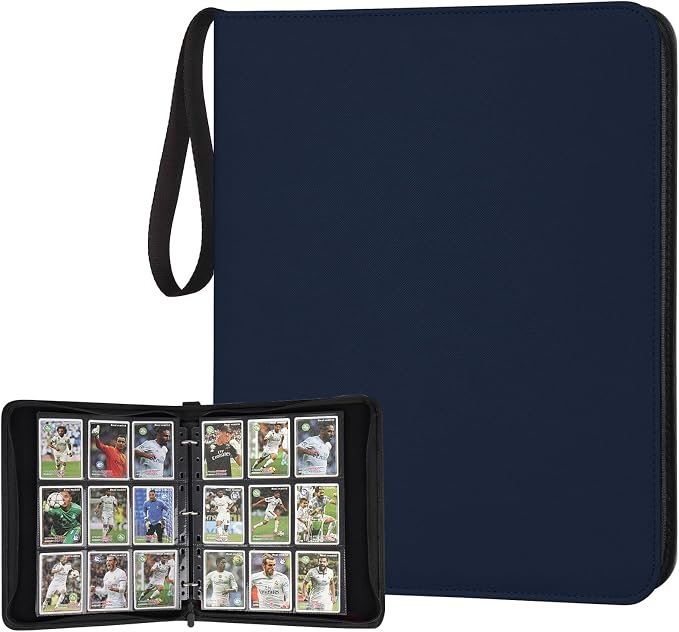 GERMUN 3 Ring 9 Pocket Zipper Card Binder, 720 Double Sided Standard PU Trading by GERMUN