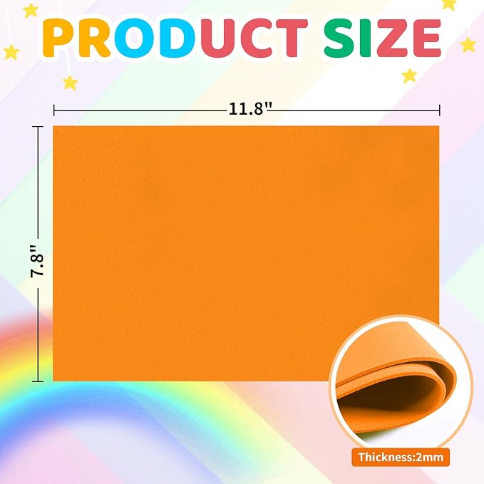 biguphate 30 Pack Orange EVA Foam Sheets, 11.8 x 7.87 Inch, 2mm Thick Foam Paper - Image 2