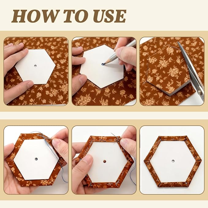 800 PCS Hexagon Piecing Paper Templates, 1.5" White Paper templates, Quilting - Image 4