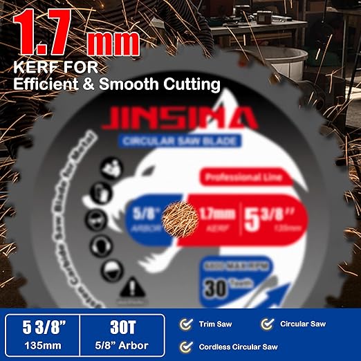 5-3/8" Circular Saw Blade, TCT Metal Cutting Saw Blades with 30T & 5/8" Arbor, Professional for Iron Steel Aluminum Stainless Steel Ferrous Metals