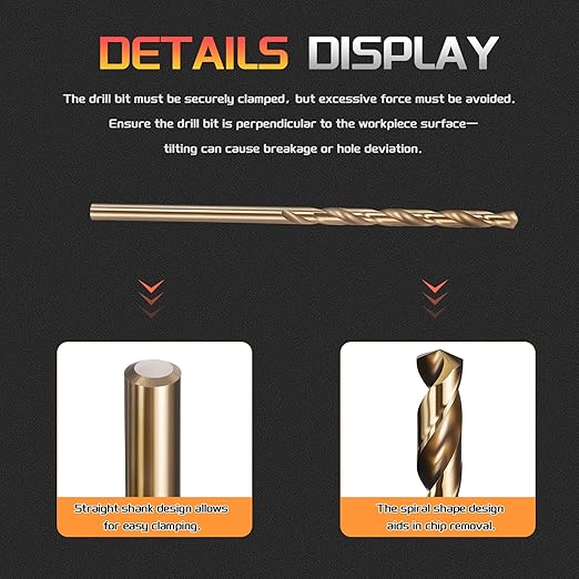 Drill Bit, #32 Cutting Diameter, 4341 HSS Gold Finish 118° Cutting Angle Number Jobber Bits - (Applications: for Drilling Soft Metal Plastic Wood), 10-Pieces