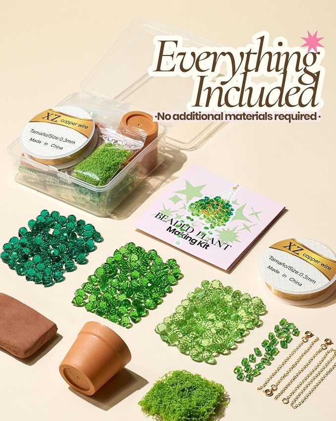 Deinduser Beaded Plant Kit, DIY Hanging Suncatcher Craft Kit - Image 2
