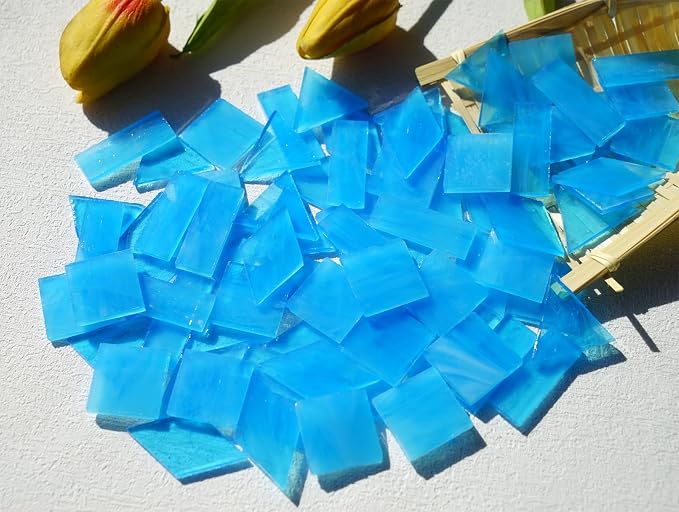 70pcs Transparent Glass Mosaic Tiles, 200g Large Size Stained Glass Pieces - Image 4