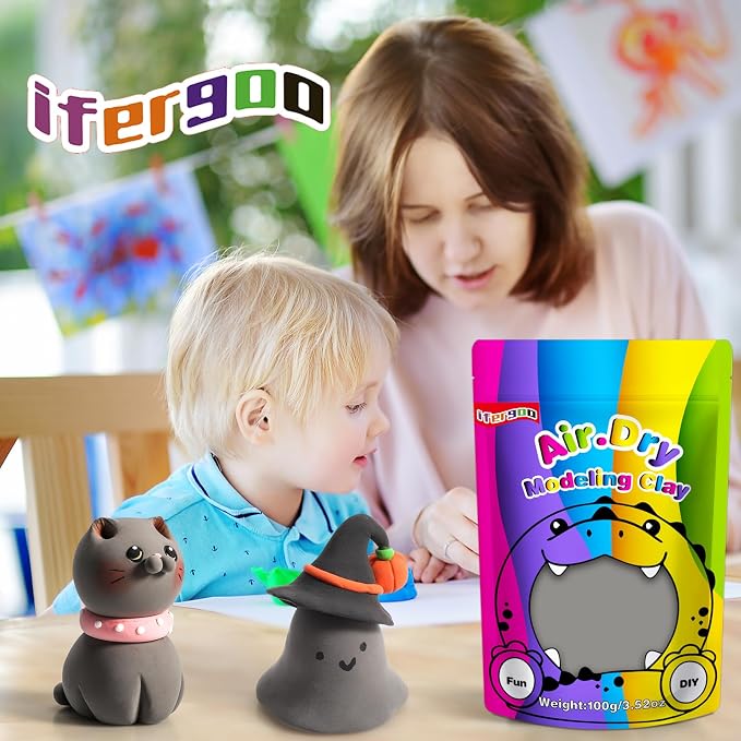 ifergoo Gray Air Dry Clay, DIY Creative Modeling Clay - Image 3