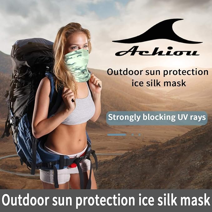 Achiou Cooling Neck Gaiter Face Cover Scarf, UV Protection Mask for Men and Women,Soft Windproof, Hiking Cycling Running