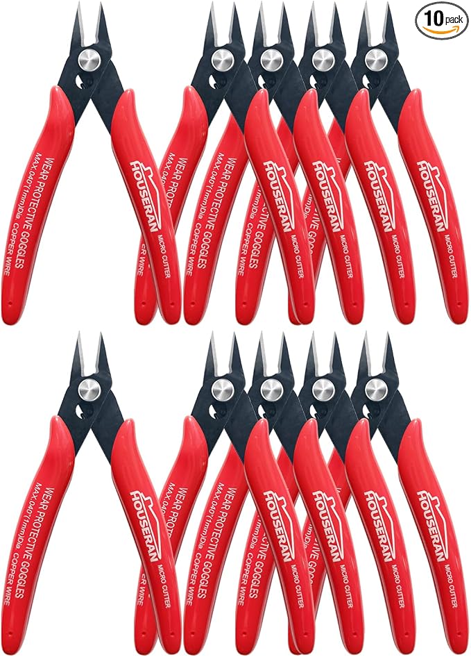 170 Wire Cutters, 10 PACK, 5 Inch Micro Flush Cutter, Small Wire Cutters Spring by HOUSERAN