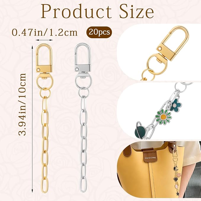 Chuyau 20pcs Keychain Making Kit Gold Silver Swivel Snap Hook Lobster Claw - Image 2