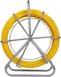 Fish Tape Fiberglass 6MM 425FT Fishing Wire Duct Rodder Cable Puller Running Electrical Fishtape Rod with Steel Wheel Stand Reel through Wall Pipe