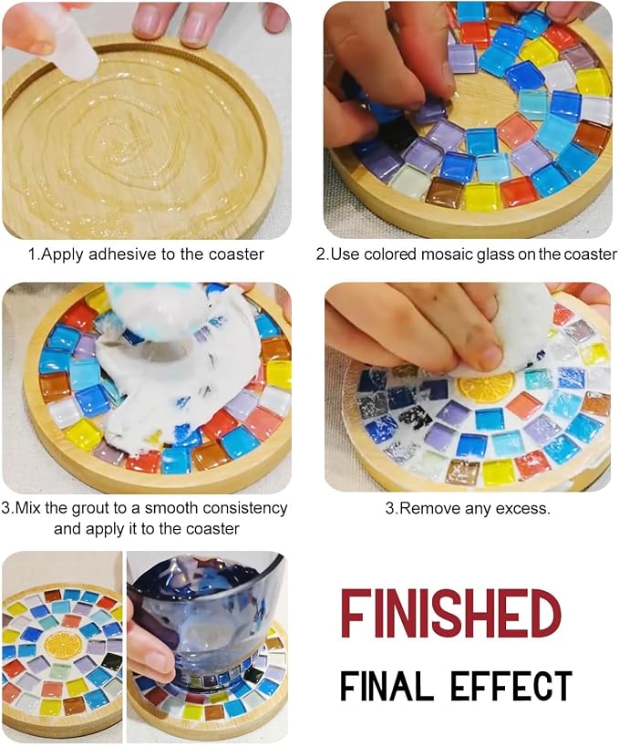 LITMIND 1.1LB Multi-Color Mix Crystal Glass Mosaic Tiles – 0.6 Inch Square - Image 7