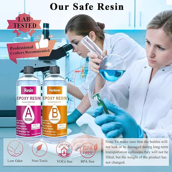 Epoxy Resin, 32OZ Epoxy Resin Crystal Clear, Not-Yellowing No-Bubble, Self - Image 3