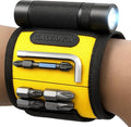 Galvanox Magnetic Wristband with Hands-Free Work Light (3-Mode) for Holding Screws Nails and Drill Bits, Durable Nylon with Powerful Magnets - Tool Gift for Men, Dad, Husband, Handyman (Yellow)