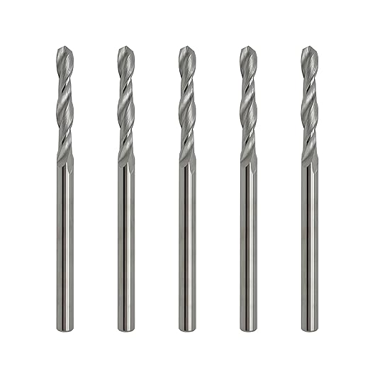 1/16" Solid Carbide Jobber Drill Bits with Straight Shank and 118° Point Angle, Made from Tungsten Carbide Material,5-Piece