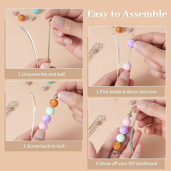 24 Pcs Beadable Bookmarks DIY Silver Metal Bar Bookmarks - Image 4