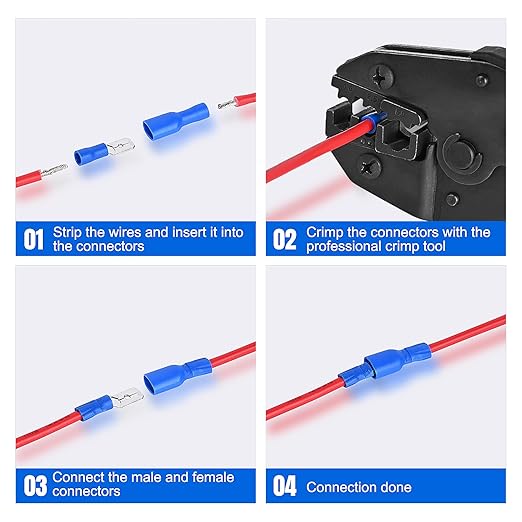 Nilight 540PCS Mixed Quick Disconnect Electrical Insulated Butt Bullet Spade Fork Ring Solderless Crimp Terminals Wire Connectors Assortment Kit