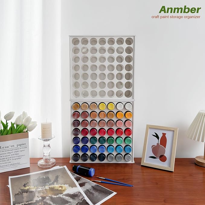2pack Acrylic Paint Organizer 49 Holes Craft Paint Storage - Image 3