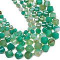 34pcs Natural Green Striped Agate Stone Beads by Yochus