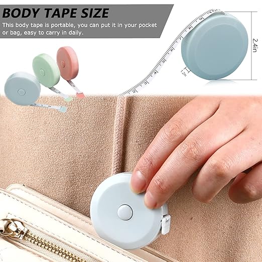 Mini Retractable Tape Measure(3 Packs) + Soft Fabric Sewing Ruler(1 Pieces), Flexible, Pocket Size, Dual Sided, 150CM Tailor Measuring Tapes for Body Measurement Weight Loss Cloth Knitting Craft
