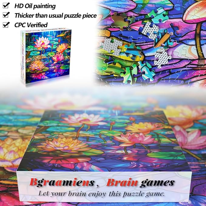 Bgraamiens Stained Glass Waterlily Jigsaw Puzzle - Image 5