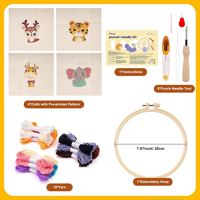 Pllieay 4 Sets Punch Needle Kits, Punch Needle Embroidery Kits - Image 2