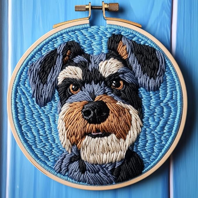 DIY Punch Needle Kits Cute Giant Schnauzer Dog by Unknown