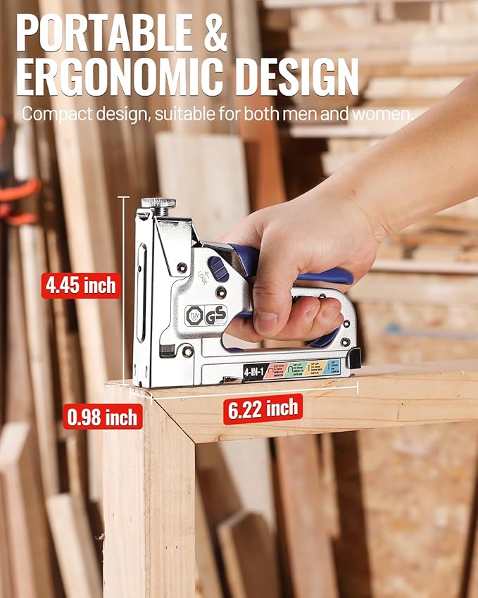 WORKPRO 4-in-1 Staple Gun, Manual Brad Nailer with 2000 Counts Staples, Upholstery Stapler Nail Gun for Fixing Material, Decoration, Carpentry, Furniture, Doors and Windows