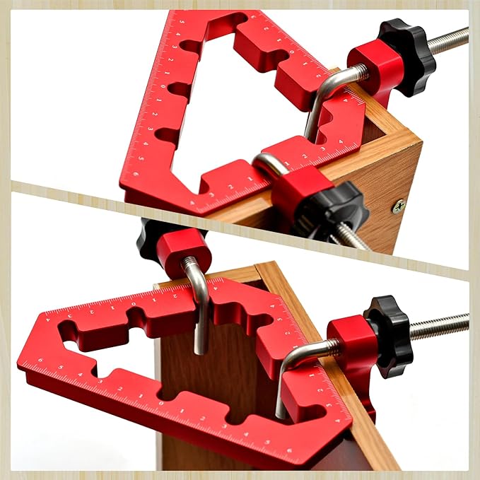 Clamping Squares For Woodworking 45/90 Degree Clamp Triangle Right Angle Clamp, 90 Degree Corner Clamp, Aluminum Alloy Red 6PCS