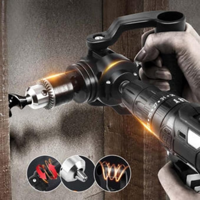 Right Angle Drill Attachment, 90 Degree Drill Chuck, Durable Right Angle Adapter for Tight Spaces
