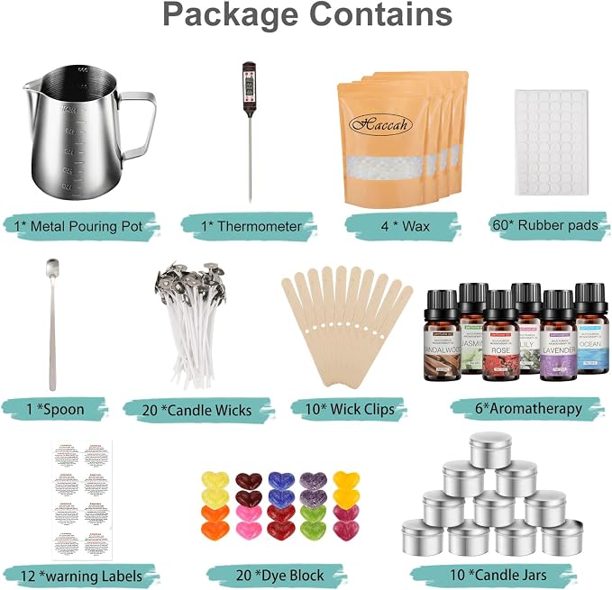 Haccah Complete Candle Making Kit, Candle Making Supplies, DIY Arts and Crafts - Image 4