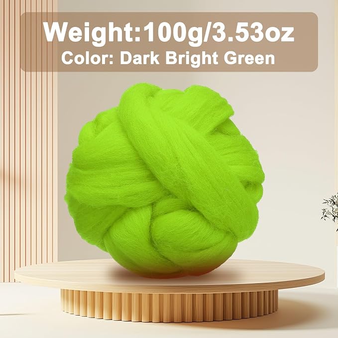 uxcell 3.53oz Wool Roving Yarn, Needle Felting Wool Fiber DIY Craft Needle Wet - Image 2