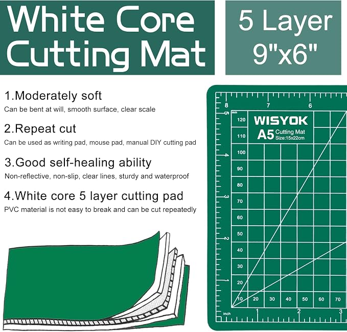 WISYOK 6" x 8" A5 Craft Mat, Small Rotary Cutting Mat - Image 3