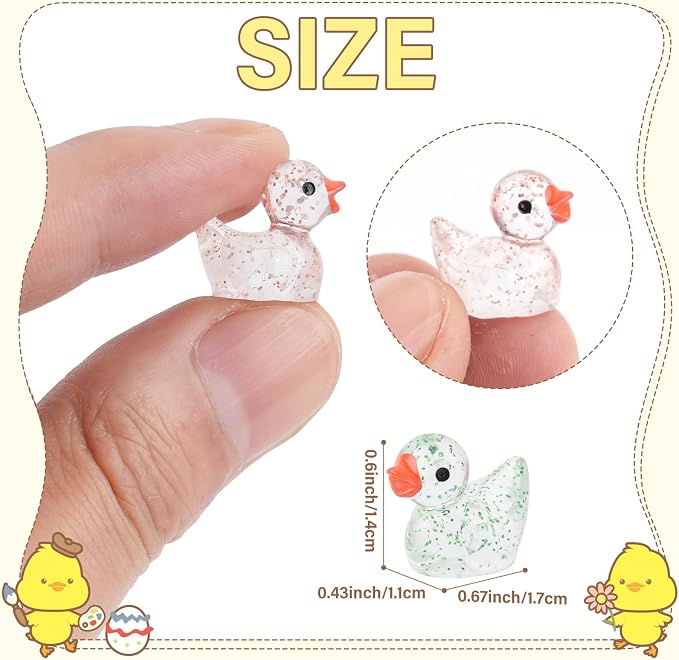 100Pcs Glitter Mini Resin Ducks, Colorful Tiny Ducks Figurines Bulk - Image 3