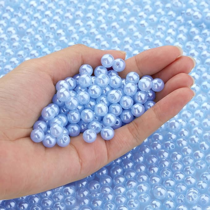 DUQGUHO 8mm Blue Beads for Jewelry Making Blue Pearls Bulk 500PCS Plastic Beads by DUQGUHO