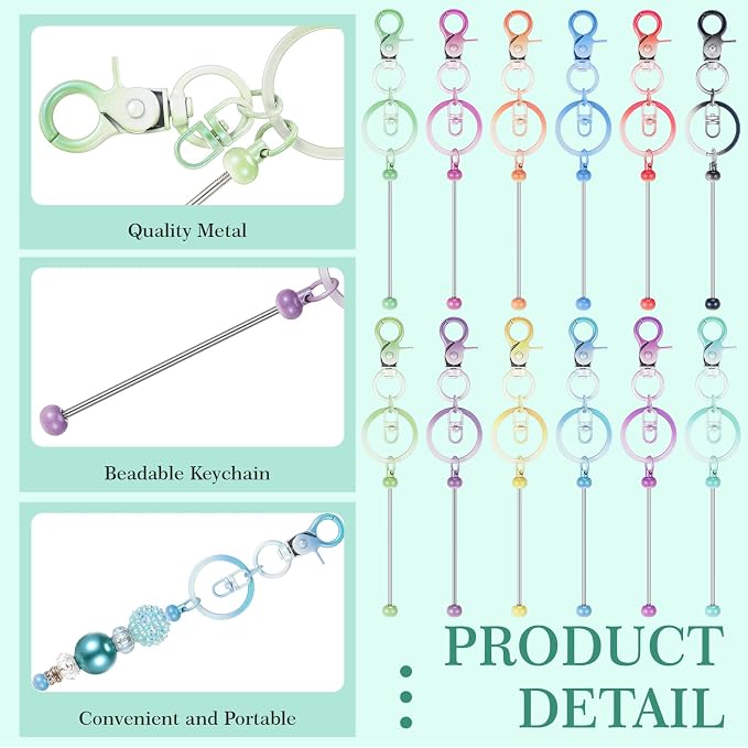 Tondiamo 24 Pcs Beadable Keychain Bars Bulk Beads - Image 3