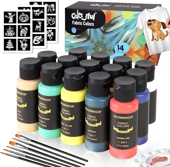 Colorful Fabric Paint Set for Clothes, by colorful