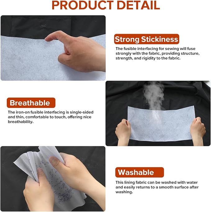 ZOMONETI Light Weight 17in x 30yd White Iron On Non-Woven Fusible Interfacing - Image 5