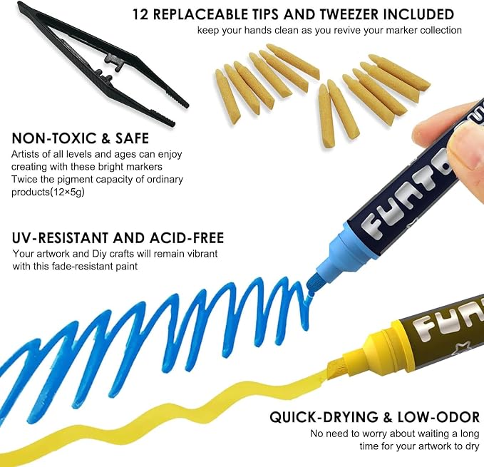 Funto Dual Tip Acrylic Paint Markers, Paint Pens - Image 4