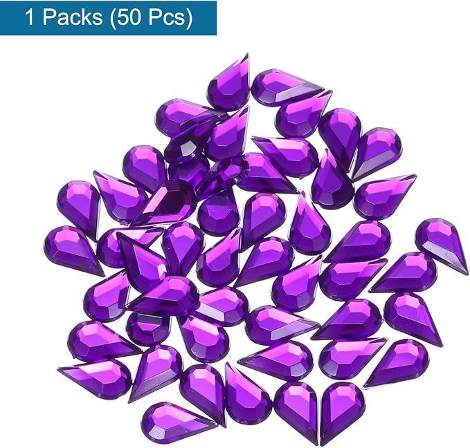 MECCANIXITY 50PCS Flat Back Acrylic Teardrop Gems 6x10mm Artificial Rhinestones - Image 3