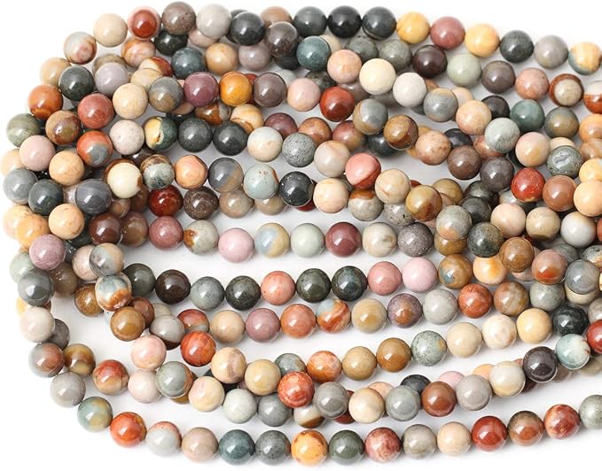45PCS 8mm Natural USA Picture Stone Gemstone Round Loose Beads - Image 3