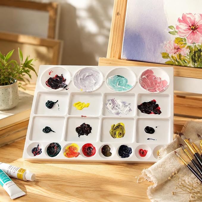 Lyellfe 10 Pack Plastic Palette, 20 Well Sturdy Reusable Paint Palette - Image 6