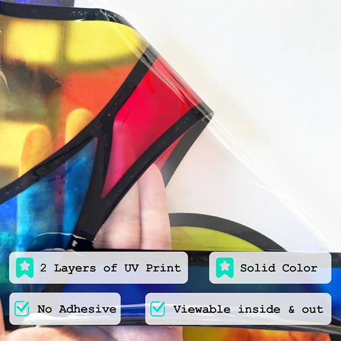 Original Hand Drawn Faux Stained Glass Window Film, Double-Sided Static Film - Image 5