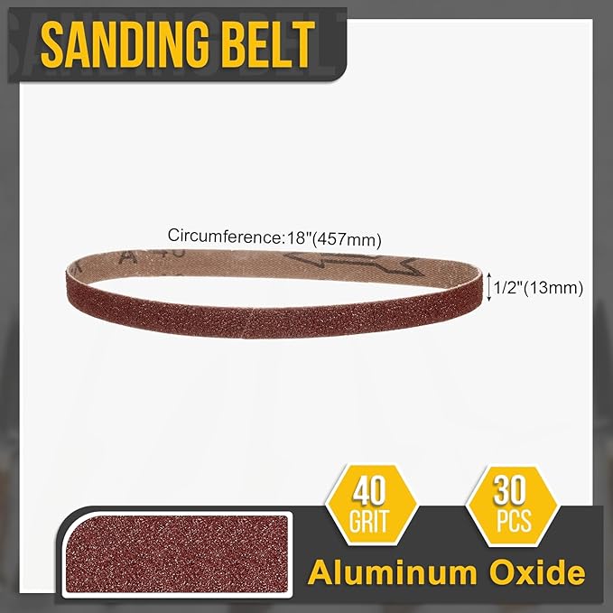 1/2 x 18 Inch Sanding Belt, 24 Pcs 40 Grit Knife Sharpener Belts Work Sharpening for Belt Sander Knife Carving Tool Metal Working