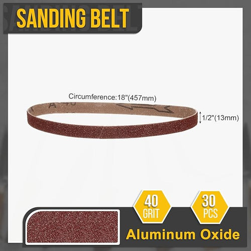 1/2 x 18 Inch Sanding Belt, 10 Pcs 40 Grit Knife Sharpener Belts Work Sharpening for Belt Sander Knife Carving Tool Metal Working