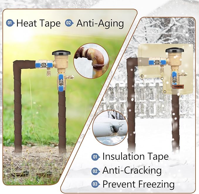 Pipe Insulation Tape, Outdoor Water Pipe Insulation Wrap, Foam Insulation Tape for Outdoor Pipes Winter Freeze Protection, Heat Tape for Water Pipes, Copper Pipes, PVC, AC Line, 4in x 15ft, Brown