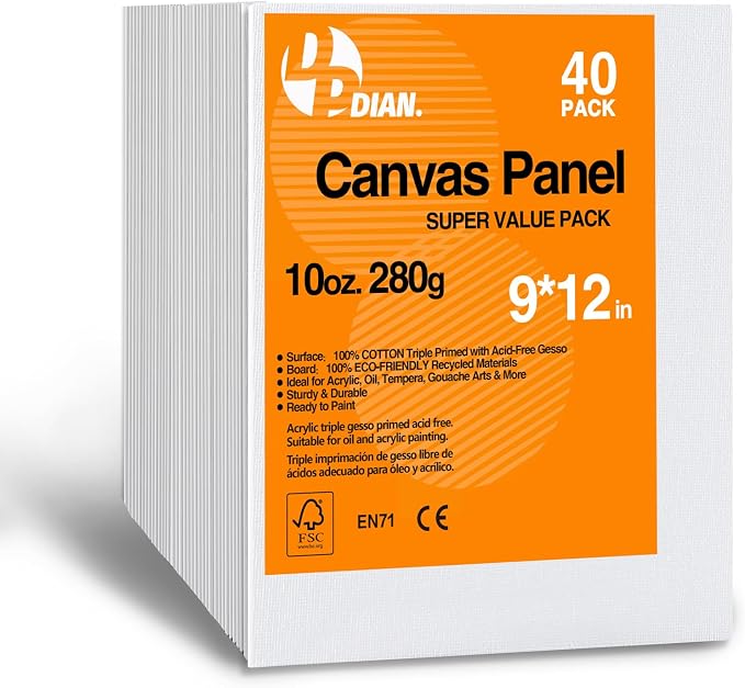 Canvas Boards for Painting 9x12 Inch, Watercolor by DPDIAN