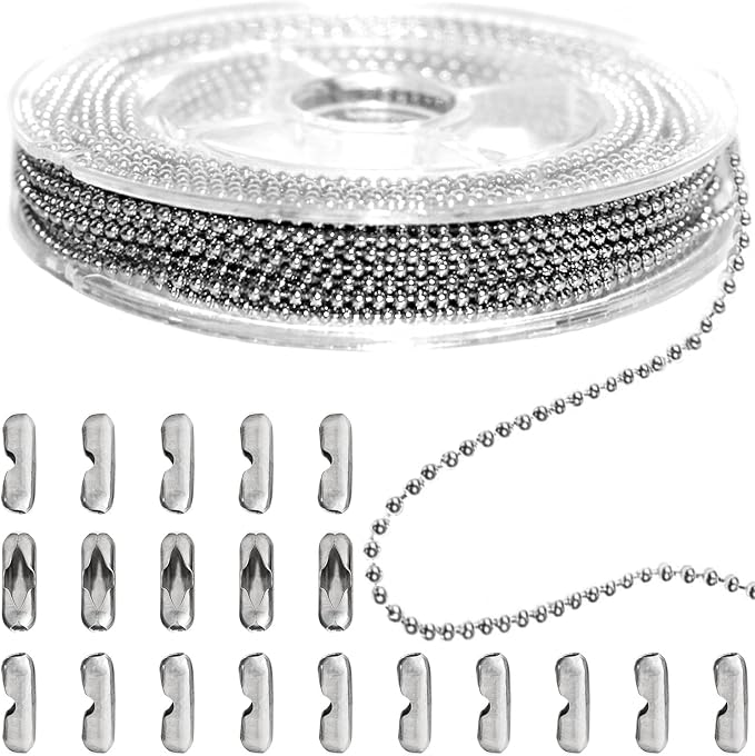 Jishi Steel Ball Chain Bead Dog Tag Chain Beaded Necklace Chains by Jishi