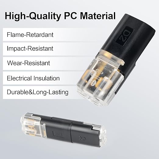 20Pcs LED Wire Connectors, 2 Pin Universal Compact Wire Terminals, No Wire-Stripping Required, Quick Splice Pluggable Low Voltage Wire Wiring Connector